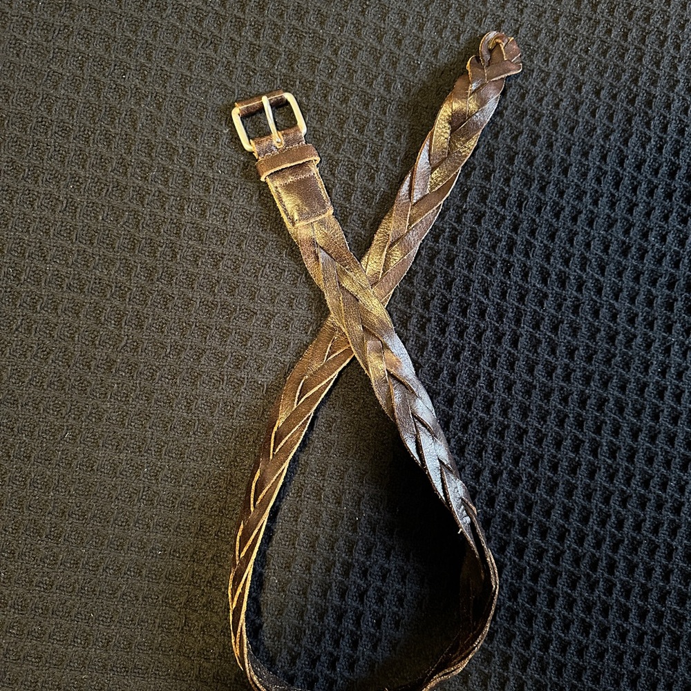 Men’s vintage J. Crew Dark Brown Braided Leather Belt size S